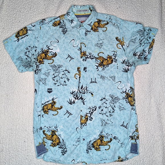 Disco Panda Other - Retro Disco Panda by Drill Clothing Co. Sz. M Blue w Tiger Print & Peace Sign